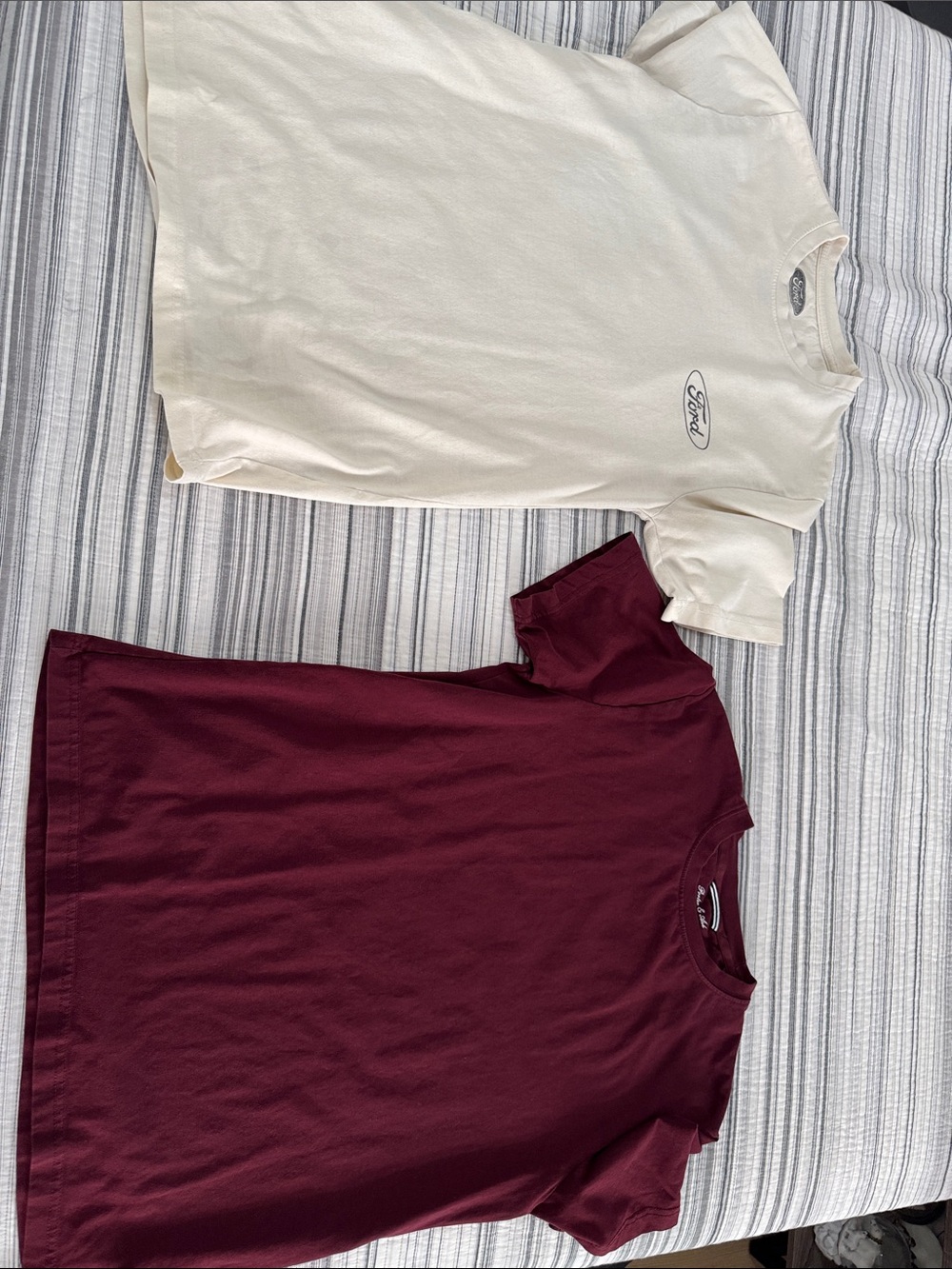 Ford Cream and Maroon (porter and ash) Men's Crew Neck Tees
